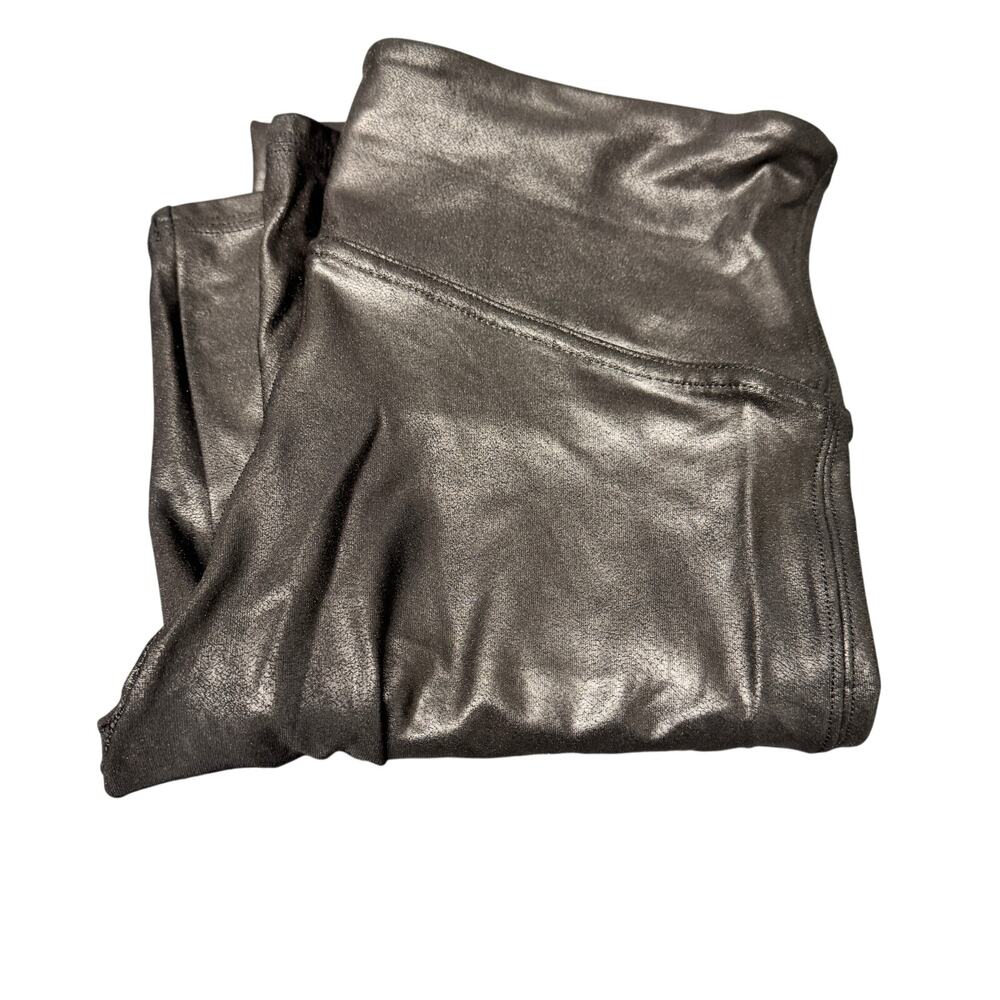 Spanx Faux Leather Leggings Womens Medium Black Full Length Stretch Shapewear